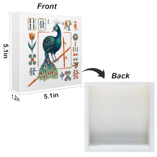 Mahjong Bird Bam Desk Sign Wooden Box Sign Table Decoration White - color: white 1479