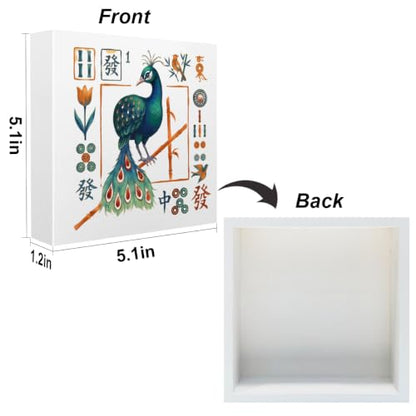 Mahjong Bird Bam Desk Sign Wooden Box Sign Table Decoration White - color: white 1479