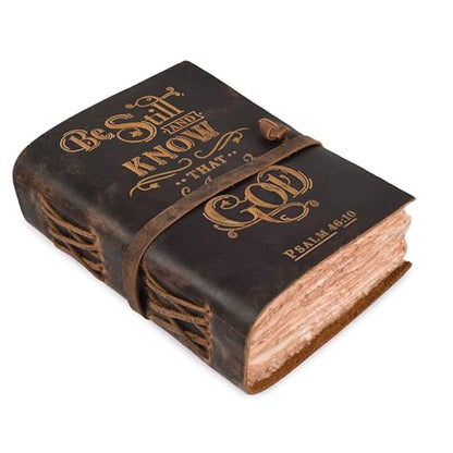 LEATHER VILLAGE Prayer Journal Be Still Verse, Distressed Brown 10x7. - color: Distressed Brown, size: 10 inches X 7 inches