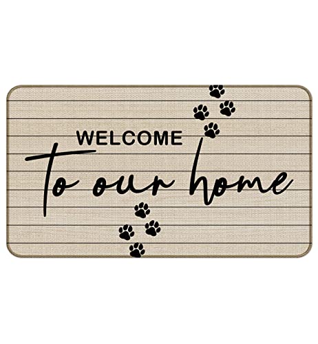 Welcome To Our Home Decorative Indoor Outdoor Doormat，Pet Dog Gifts，Pet Lover Gift，Housewarming Gifts，Dog Paws，Dogs Paws Doormat，Funny Welcome Mat-for Home Entrance, Outside Entry, Yard, Floor, Patio - color: 03 Doormat