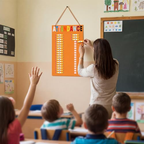 Pencil Classroom Attendance Chart with 36 Pencil Cards Felt