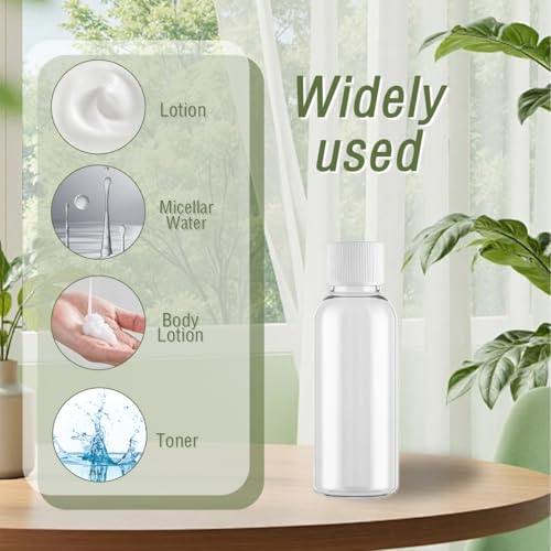 12PCS 30ml/1oz Empty Refillable PET Transparent Plastic Jar Bottles Travel Cosmetic Container Pot Holder With Plastic Screw Lid For Lotion Essential Oil Toner Perfume(Cap Color Random)