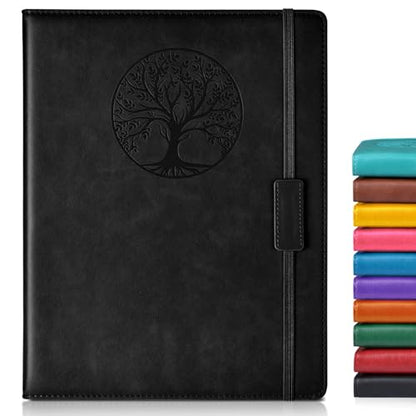 Biuwory Leather Journal Notebook, 256 Thick Lined Pages, Hardcover 8.6"×11" - color: Black, size: Lined-256 Pages (8.6"×11")