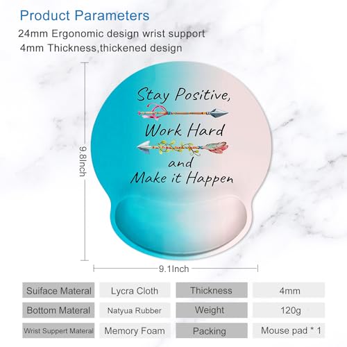 ITNRSIIET Ergonomic Mouse Pad with Wrist Support Wrist Rest Smooth Surface Non-Slip Rubber Base Comfortable Office Supplies Pain Relief, 9.8 x 9.1 inches, Inspirational Quotes - color: Inspirational Quotes