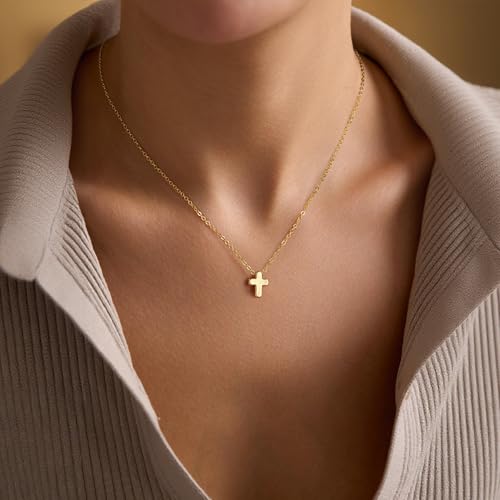 Turandoss 14K Gold Plated Cross Necklaces for Women Girls Jewelry Gifts - color: tiny cross necklace