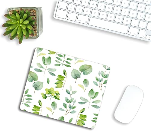 Watercolor Herbal Leaves Mouse Pad, Eucalyptus Green Leaf Natural Plant Foliage Botanical Customized Non-Slip Rubber Base Mousepads, Computer Mouse Pads for Wireless Mouse 9.5×7.9×0.12 inches - color: TSP236