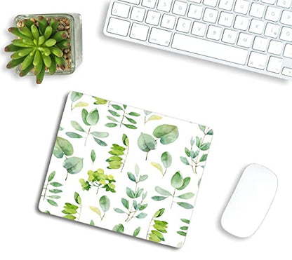 Watercolor Herbal Leaves Mouse Pad, Eucalyptus Green Leaf Natural Plant Foliage Botanical Customized Non-Slip Rubber Base Mousepads, Computer Mouse Pads for Wireless Mouse 9.5×7.9×0.12 inches - color: TSP236