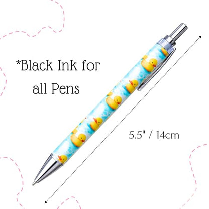 8PC Duck Pens Cute Cool Quirky Yellow Bird Novelty Ballpoint Black Ink Writing Pen Desk Accessories Kawaii Office Journaling Supplies Animal Themed Gifts Party Favors Bulk For Women Teachers Nurses - style: Duck