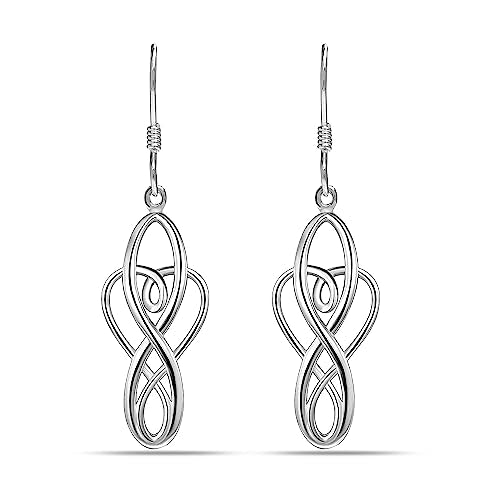 Charmsy 925 Sterling Silver Double Twisted Infinity Dangle Earrings for Women | Linear Marquise Large Loops Classic Infinity Drop Dangle Earrings - color: Celtic Knot Heart