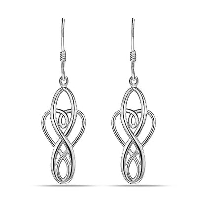 Charmsy 925 Sterling Silver Double Twisted Infinity Dangle Earrings for Women | Linear Marquise Large Loops Classic Infinity Drop Dangle Earrings - color: Celtic Knot Heart