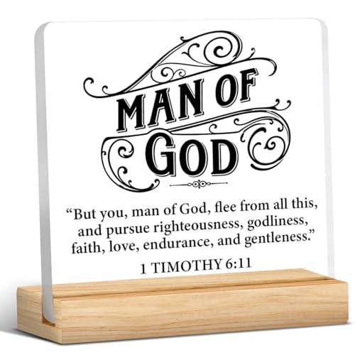 Christian Gifts for Men, Man of God Scriptures Acrylic Desk Sign - color: M60A07