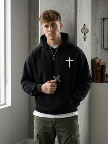 Christian Hoodies for Men Faith God's Cross Jesus Hoodie - color: Black1, size: Small