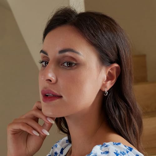 Silver Plated Hoop Earrings for Women Infinity Angel Feather Pearl Turquoise Cross Star Huggie Ear Buckles Hypoallergenic Posts Dainty Jewelry Gift - color: Silver Gold Heart