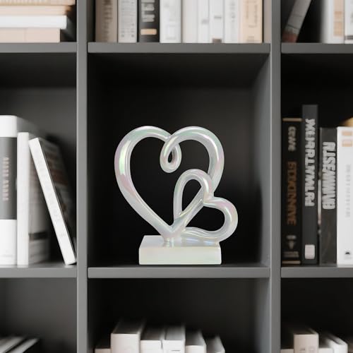 Anniversary Wedding Couples Gift Rainbow Hearts Resin Statue Decor - color: Rainbow