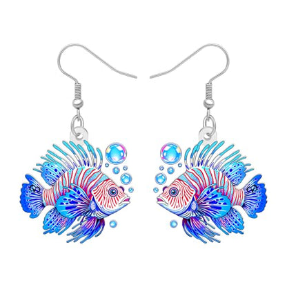 DUOWEI Novelty Cartoon Tropical Betta Fish Acrylic Earrings Colorful Marine Life Drop Dangle Jewelry Gifts - color: Blue