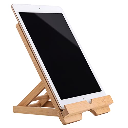 Bamboo Tablet Stand Holder Adjustable Folding Wood iPad Stand with Chargeable Hole for Desk iPad Cooking Stand - style: A Tablet Stand