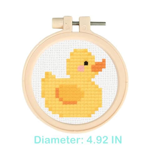 57lilina Easy Embroidery Kit for Kids Beginners, 6 Set Cute Stamped Pattern - color: Duck+Raccoon+Ostrich+Guinea Pig+Sloth+Samoyed