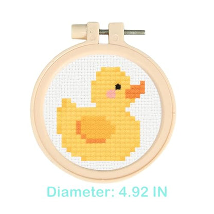 57lilina Easy Embroidery Kit for Kids Beginners, 6 Set Cute Stamped Pattern - color: Duck+Raccoon+Ostrich+Guinea Pig+Sloth+Samoyed
