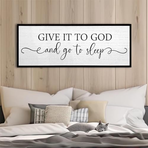 TQianJiang Give It To God And Go To Sleep Wall Decor Sign, 40"X15", Black - color: Black, size: 40"L x 15"W