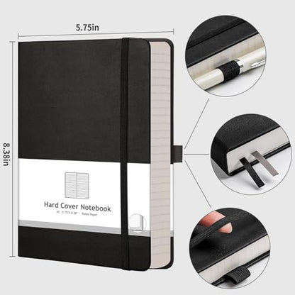 AHGXG Lined Journal Notebook, 320 Numbered Pages, A5 (5.75'' X 8.38'') - color: Black, size: A5