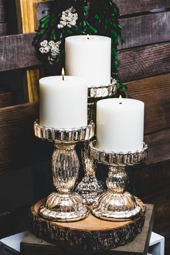 Richland Pillar Candles White 4"x4" Set of 6 - color: White, size: 4" x 4" (Set 6)