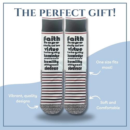 Bible Verse Socks for Men, Christian Scripture Crew Socks, Faith Gift - color: Just Tryna Be Like Jesus