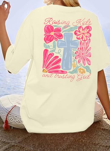 Christian Shirts for Women Jesus Shirt Christian Graphic Tees - color: Apricot-k, size: Large
