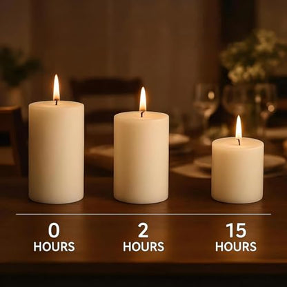 12 Pack Unscented Pillar Candles, 2x4 Inch Classic Ivory White, 30-Hour Burning Smokeless Candles for Wedding Decorations, Centerpieces, Emergency Kit, Dinner, Home Gatherings & SPA - size: 2x4 inch