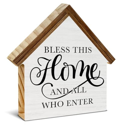 Rustic Home Decor, Bless This Home and All Who Enter House Shaped Wood - color: Home