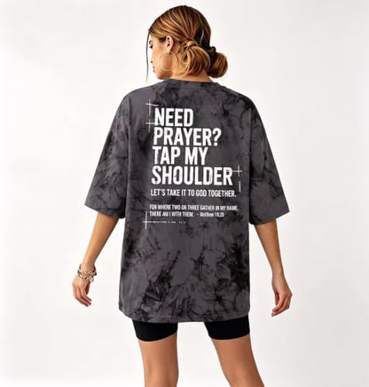 BANGELY Faith Over Fear Shirt Women Graphic Shirts Oversized Workout Gym Christian Religious Tees Drop Shoulder Tee Tops - color: B-grey, size: Medium