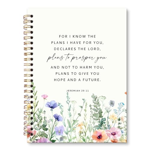 Christian Floral Notebook Journal, Bible Verse Prayer Journal for Women, Christian Gifts for Women, Jeremiah 29:11 Bible Floral Notebooks for Note Taking, Spiral Notebook 5.5x8.3 Inch - color: JEREMIAH 29 11