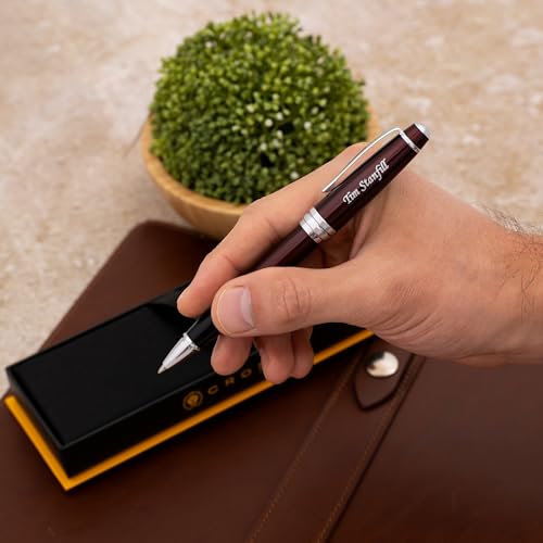 Cross Bailey Personalized Rollerball Pen in Red Lacquer with Chrome Trim - color: Red