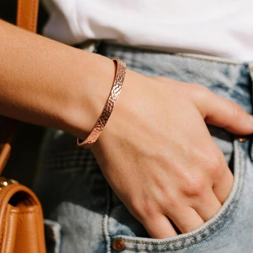 Inspirational Bible Verse Cuff Bracelet for Women, 18K Gold Plated Hammered Bangle, Christian Faith Jewelry Gift, Adjustable Non Tarnish - color: You are Loved! You are Valued! You are Beautiful!-Hammered Rose Gold