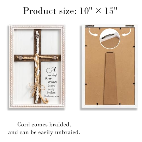 A Cord of Three Strands Wedding Ceremony Sign 10 × 15in, Unity Rope Cross Sign Braided for Wedding Unity Ceremony Idea Religious Anniversary Couple Gift for Parents, Couple, Christian, Tie God's Knot