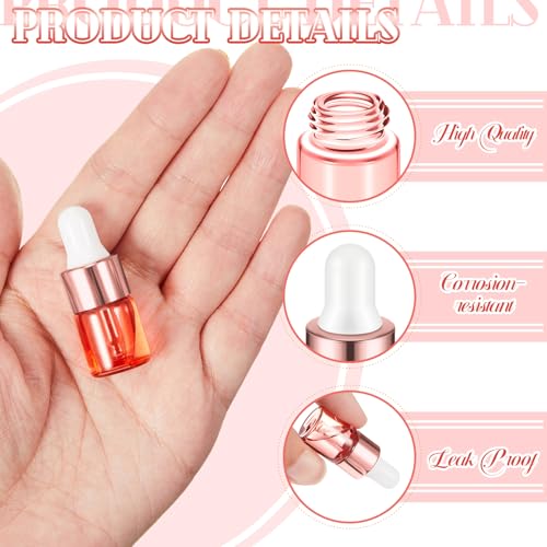 Didaey 100 Pcs Mini Glass Oil Dropper Bottle, 2 ml, Blush Pink - color: Blush Pink, size: 2 ml