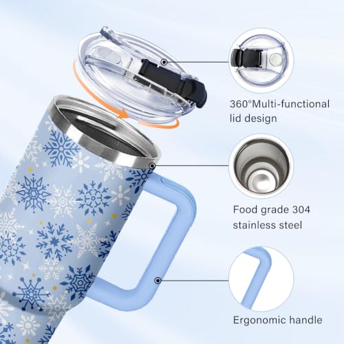 Christian Gifts for Women 40oz Tumbler - Insulated Travel Mug with Handle (Christmas Snowflake, 40 Ounces) - color: Christmas Snowflake