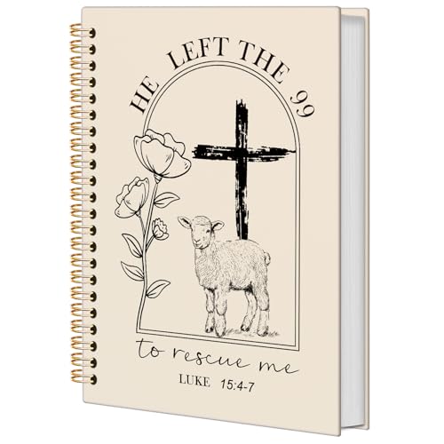 Christian Jesus Spiral Bible Notebook for Women,Christian Gifts,He Left the 99 to Rescue Me Lamb Journal, Jesus Christian Gifts for Women, Prayer Journal for Women,A5 Spiral Hardcover 5.5x8.3 - color: Christian Jesus