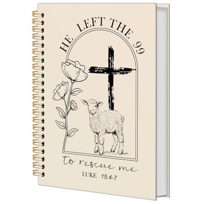 Christian Jesus Spiral Bible Notebook for Women,Christian Gifts,He Left the 99 to Rescue Me Lamb Journal, Jesus Christian Gifts for Women, Prayer Journal for Women,A5 Spiral Hardcover 5.5x8.3 - color: Christian Jesus