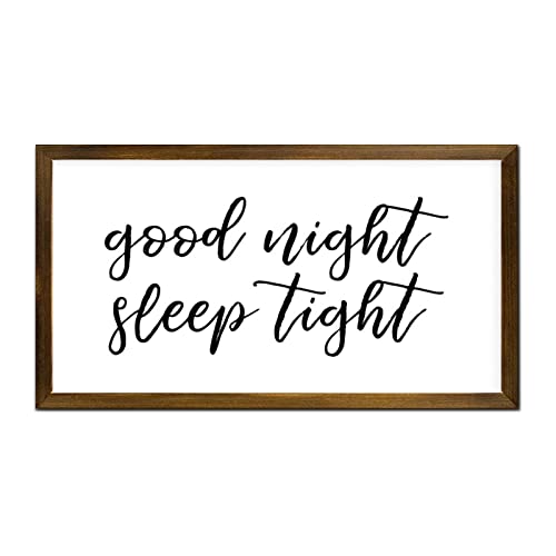 Framed Wood Sign Plaque Good Night Sleep Tight Wood Framed Signs Wall Decor Encouraging Quote Wood Framed Sign Family Quote Rustic Wood Framed Hanging Art for Home Bedroom Kitchen 12x22in - color: A-4, size: 12x22in