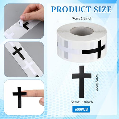 Faccito 600pcs Cross Stickers Crosses Christian Stickers, Black+White - color: Black+white