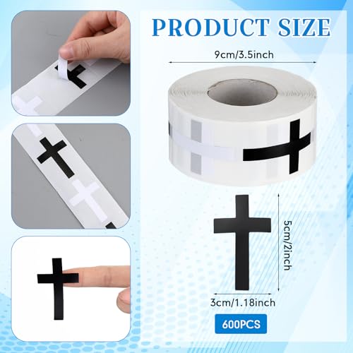 Faccito 600pcs Cross Stickers Crosses Christian Stickers, Black+White - color: Black+white