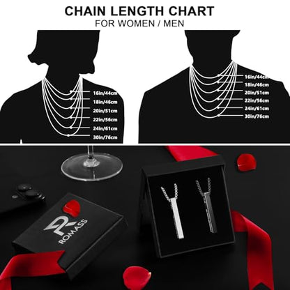 Romass 2Pcs Pendant Necklace for Men,Stainless Steel Silver Black Gold Bible Verse Chains for Men Vertical Bar Pendant Gifts Jewelry Box 16-24 Inches - size: 24 in, style: 2Pcs(silver+black) 1.6 "* 0.2'' pendant