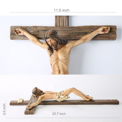 BC Catholic Crucifix Wall Cross, 20.75"H Large Jesus Cross for Wall - size: 20.8"L x 11.5"W
