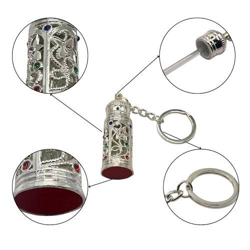 Anointing Oil Bottle Keychain, Silver - color: Silver
