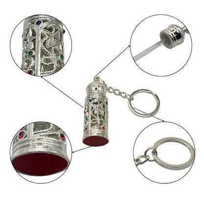 Anointing Oil Bottle Keychain, Silver - color: Silver