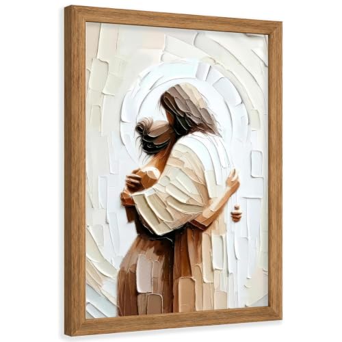 Jesus Embracing Woman Canvas Wall Art, Framed Christian Wall Art 12x16 In - color: Jesus Wall Art, size: 16"L x 12"W