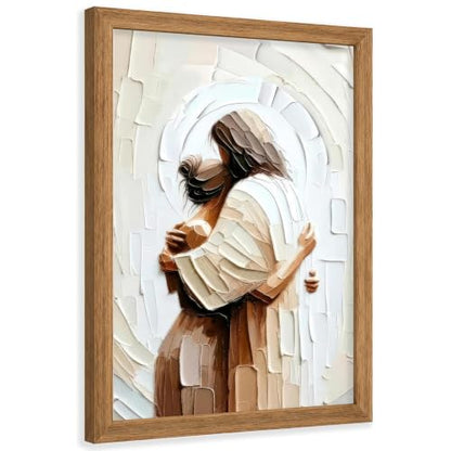 Jesus Embracing Woman Canvas Wall Art, Framed Christian Wall Art 12x16 In - color: Jesus Wall Art, size: 16"L x 12"W