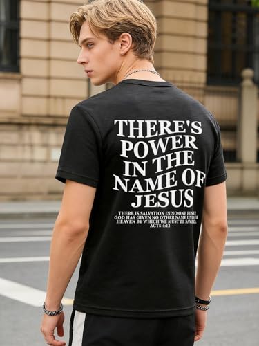 YHHR Christian Shirts for Men Faith Cross Bible Verse Graphic Tee - color: Deepgray, size: Large