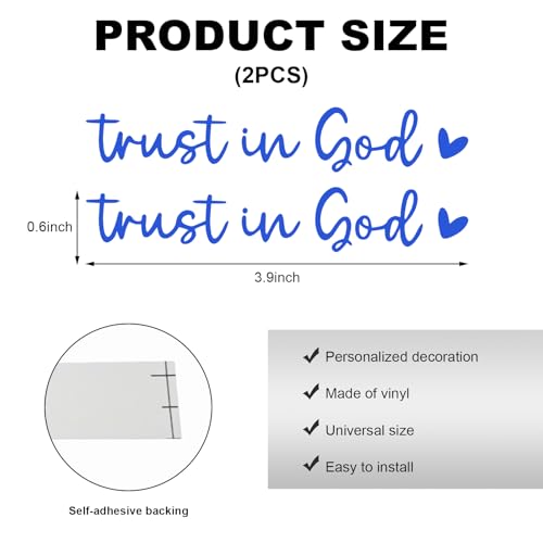 DXNQ 2PCS Trust in God Rearview Mirror Decals, Automotive Vinyl Rear View Mirror Decorative Stickers, Waterproof Trust in God Stickers for Car Truck Laptop, Car Accessories (Blue) - color: Blue, size: 2PCS