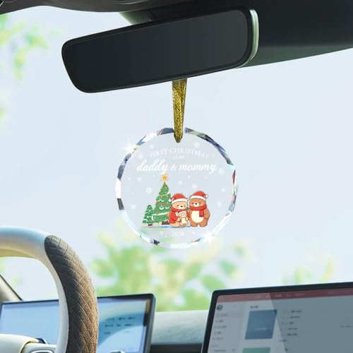 First Christmas as Daddy & Mommy 2026 Glass Ornament - style: Bear Parents
